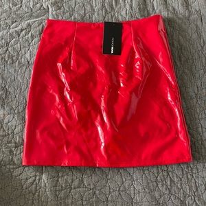 Fashion Nova Patent leather red skirt